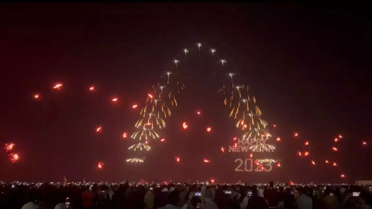 Drones Create The Largest 'Happy New Year 2023' Message In UAE Skies, Break Guinness World Record